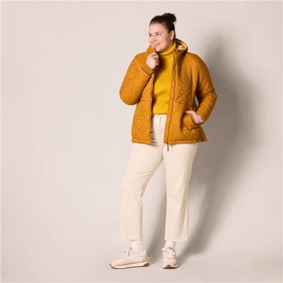 Womens Lightweight Quilted Full-Zip Water-Resistant Sherpa-Lined Hooded Puffer - Picture 6 of 7